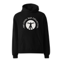 Black hoodie with 'The Cool Dad Collective' logo on a white background