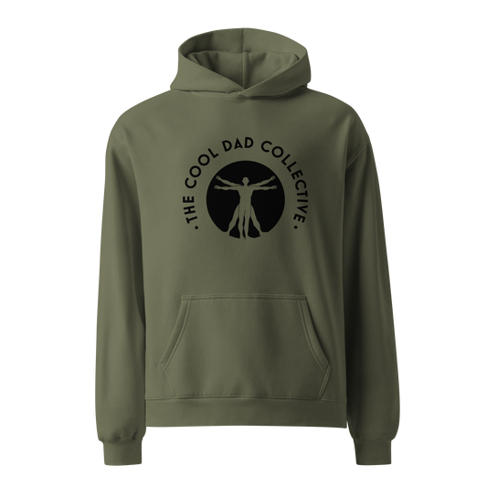 Sage hoodie with 'The Cool Dad Collective' text and logo on a white background