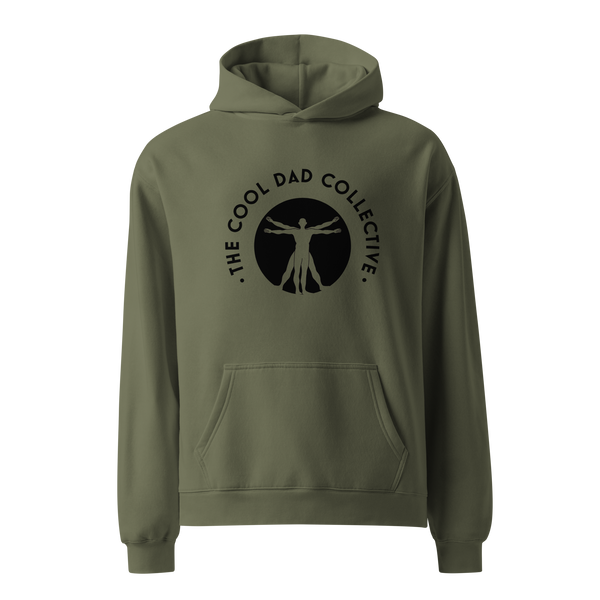 Sage hoodie with 'The Cool Dad Collective' text and logo on a white background