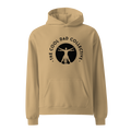 Sand hoodie with 'The Cool Dad Collective' logo on a white background