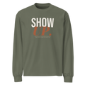 Cypress long-sleeve shirt with 'SHOW UP' text on a white background